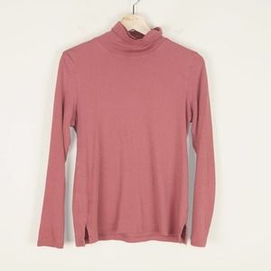 Peruvian Connection Pima Cotton Turtle Neck Dark Pink Top Womens Sz M